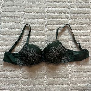 Victoria’s Secret forest green bra with sequins. Size 34B. Barely worn